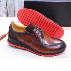 Scarpe sportive Casual Oxford da <span class=keywords><strong>uomo</strong></span> in pelle di mucca stile italiano personalizzate scarpe da ginnastica traspiranti con stampa Laser stringate scarpe da corsa in pelle - Product Image 3
