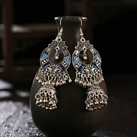 Boucles d'oreilles vintage en forme de cloche pour femme, bijou tibétain, motif floral, géométrique classique, inde, Jhumka