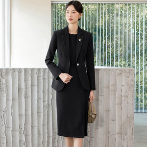 Women's Single Button Suit Set Polyester Worsted Anti-Wrinkle Office Lady Autumn Long Sleeve Formal Work Uniform - Product Image 3