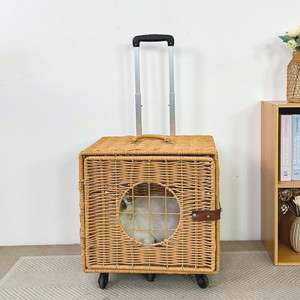 Airline Approved Luxury Polyester Print on <b>Wheels</b> Puppy Carrier <b>Case</b> Stroller Trolley Pet Bag Travel Suitcase with Zipper Metal - Product Image 1