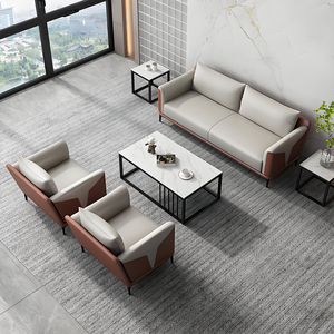 Business Office Sofa Coffee Table Combination Set Reception Casual Meeting Area Simple Office Sofa Set Office Waiting Room Sofa