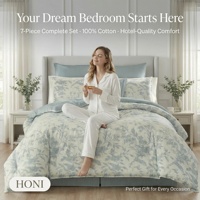 HONI Ensemble de literie 7 pièces en coton épais 100 %, style moderne, très vendu, avec couette intégrée, en promotion