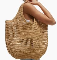 Sac de plage en paille tendance, tissé à la main en tissu naturel, fourre-tout personnalisé pour femme, idéal pour les vacances d'été