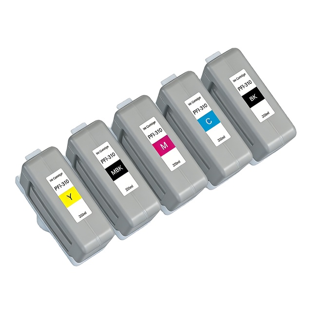 Ocbestjet 5 Colors 330ml PFI-310 Compatible Ink Cartridge Full with Pigment Ink and Chip for Canon TX2000/TX3000/TX4000 Printers