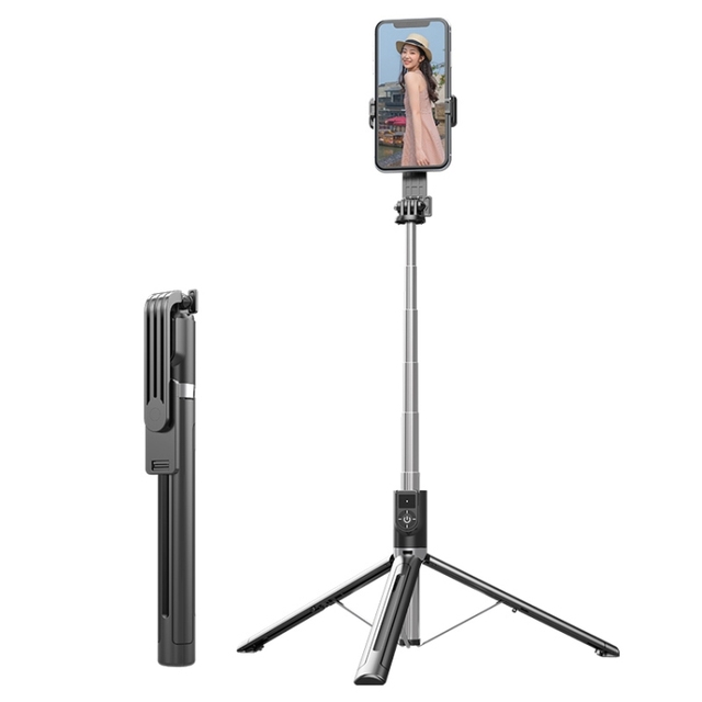 L03 Aluminum Alloy BT Selfie Stick Tripod Stand 3 in 1 with Remote Shutter for iPhone Android Phone Video Recording Vlogging