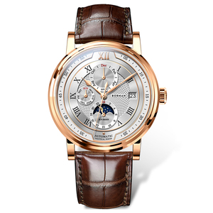 Reloj mecánico BORMAN de alta calidad para hombre, automático, pantalla de 24 horas, día de la semana, mes, resistente al agua, correa de cuero de acero inoxidable - Product Image 5