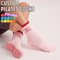 Chaussettes de yoga et de pilates pour femmes BiLu avec grip en silicone, chaussettes en coton antidérapantes pour l'entraînement en salle de sport