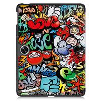Tablette PC à trois volets en cuir PU fleur peinte personnalité couverture intelligente pour Oppo Pad Air 2/OPPO PAD NEO/OnePlus Pad Go