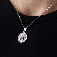 Pendentif Antique St George 20mm soldat romain médaillon charme en acier inoxydable hommes religieux pendentif George collier
