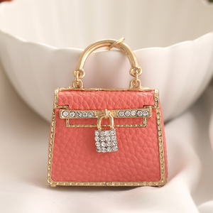 TG-2662 Fashion Mini Handbag Keychain Charm Crystal <b>Leather</b> Bag <b>Key</b> <b>Chain</b> Bag Pendant Keychain for Purse Car Decor - Product Image 3