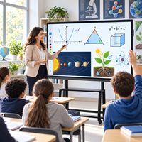 Tableau blanc interactif intelligent BOLAN OEM ODM, multi-touch, écran tactile infrarouge 10 points, écran LCD 4K, luminosité 350 cd/m2, cadre en aluminium