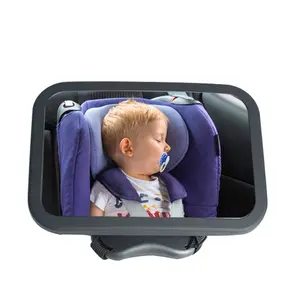 Espelho de carro do bebê com pano de limpeza-Wide Convex Back Seat Espelho do bebê é ajustável-360 giratória traseira Assentos de carro Espelho