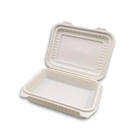 Boîtes alimentaires carrées jetables en bagasse à prix abordable avec finition brillante pour emballage à emporter (burgers, déjeuners, salades)