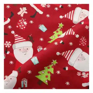 Stock 100% cotone disegno di natale stampato tessuto cartone animato abbigliamento decorazione divano tessuto