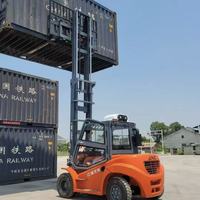 Chariot élévateur diesel JAC 7 tonnes 8M avec cabine fermée, déplaceur latéral et positionneur de fourches pour port et terminal de conteneurs