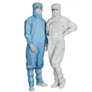 coverall anti static Polyester Conductive filament fabric clean room uniform suit clothes for dust protect