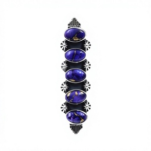 Handmade Purple Dahlia Turquoise Sterling Silver <b>Adjustable</b> <b>Ring</b> Natural Gemstone Jewelry for Women Wholesale - Product Image 1