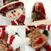 Ornements de Noël vintage à carreaux, gnome, renne, bonhomme de neige, double usage, à suspendre ou à poser sur table, pour la décoration de Noël à la maison, cadeau d'hiver