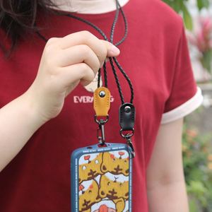 Lanière de cou en cuir PU pour porte-badge d'identification avec clip, sangle longue et robuste pour bureau avec fermoir - Product Image 4