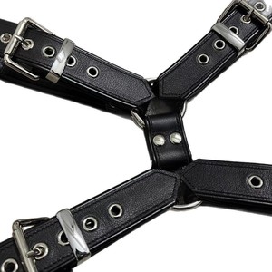 Zihong Jewelry Men's Genuine <b>Leather</b> Chest <b>Harness</b> Black Buckle Closure England Style Summer 2025 - Product Image 5