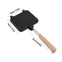 Gaufrier Gaufrier avec 2 poignées en bois détachables Poêle de cuisson pour petit-déjeuner Panini Gaufre
