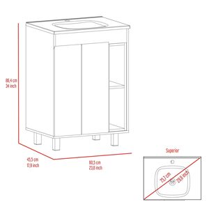 Mueble de Baño Independiente de 2 Estantes, Rectangular, Blanco, Modelo D0100H570NP - Product Image 6