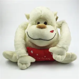 China Supplier Stuffed Animal Custom Monkey Plush Toy with Heart Toys Valentine Gift