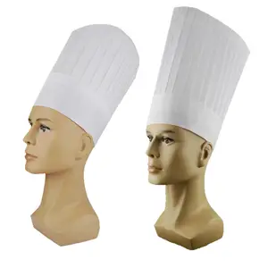 厨师帽成人可调弹性面包师厨房烹饪厨师帽带无纺布纸帽