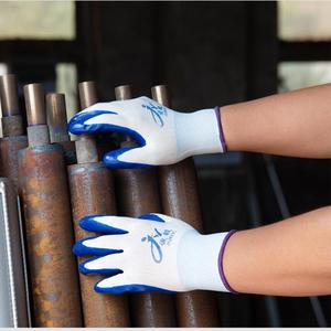 Guantes de Trabajo de Nailon Azul a Precio Económico, Guantes de Seguridad Recubiertos de Nitrilo para Jardín y Palma Aceitera - Product Image 4