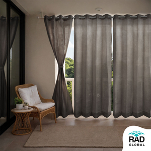 Desert Storm Eyelet Outdoor Curtains 180 GSM with Smoky Taupe Grey Tone and Light Filtering Fabric for Stylish Balcony - Product Image 2