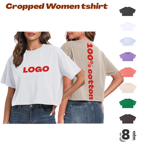 T-shirt Crop Oversize da Donna per Allenamento, Girocollo a Maniche Corte, Casual, Vestibilità Ampia, Estiva - Product Image 1