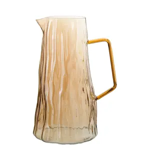 Jarra de vidro para chá e leite, jarra de borosilicato âmbar feita à mão personalizada, jarra de vidro para beber água, conjunto de copos de cozinha