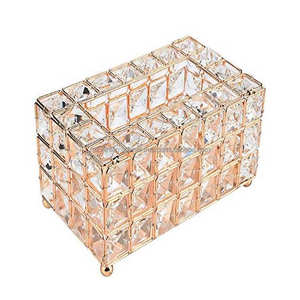Gold Crystal <b>Tissue</b> <b>Box</b> Decorative Metal and Crystal Beaded <b>Tissue</b> <b>Box</b> - Product Image 2