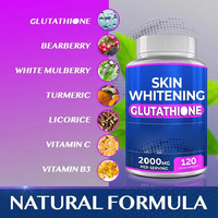 Capsules de Glutathion Marque Blanche OEM 2000mg, 120 Capsules Végétaliennes avec Vitamine C, Curcuma, Antioxydant pour la Santé de la Peau, Fabrication en Usine