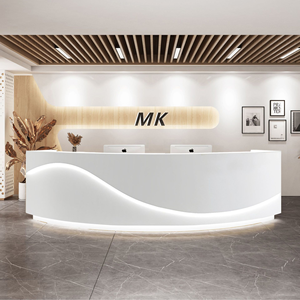 Mostrador de recepción de madera maciza moderno personalizado, mostrador de recepción pintado frontal de arco curvo, Mostrador de ropa de cajero de salón de belleza para oficina - Product Image 5