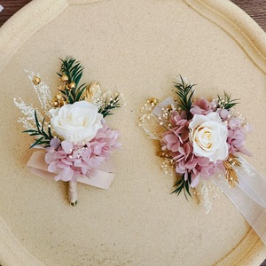 Ramillete de <span class=keywords><strong>Flores</strong></span> Secas y <span class=keywords><strong>Preservadas</strong></span> de Color Rosa para Novia, Dama de Honor, Boda, Regalo de San Valentín, Hecho a Mano, Ecológico - Product Image 1