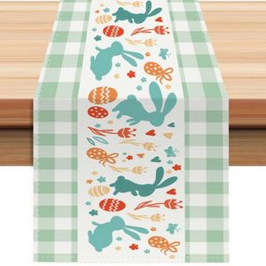 Colorful Linen Easter Bunny <b>Table</b> <b>Runners</b> Farmhouse Dresser Scarves <b>Table</b> Decor for Kitchen <b>Dining</b> <b>Table</b> Party Decoration - Product Image 3
