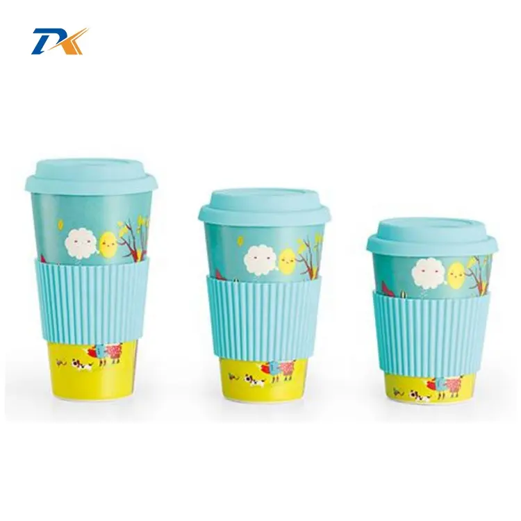 DJK 450ml Bamboo fiber reusable coffee cup Plastic Cheap Bamboo fiber mug