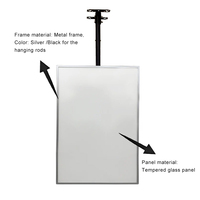 Ceres K-1003 Panneau d'affichage lumineux rectangulaire suspendu pour menu intérieur, cadre métallique, panneau en verre trempé