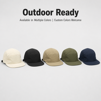 Casquette de camping personnalisée OEM à 5 panneaux en maille, séchage rapide, en nylon, style snapback unisexe, design bec de canard pour activités de plein air et course à pied