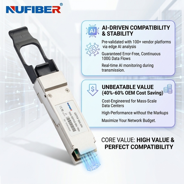 QSFP28 100G 850nm SR4 LR4 ER4 ZR4 MPO LC Optical Transceiver SFP Module Compatible FTTX