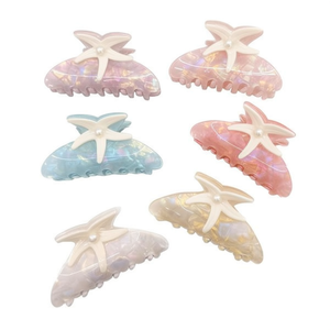 Fermaglio per capelli Angelina Starfish Claw Clip 9 cm con decorazione di perle per donne e ragazze - Product Image 1