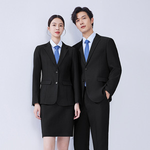 Professional <b>Black</b> Suit Jacket Unisex Polyester <b>Work</b> Attire Hotel Uniforms Spring Autumn Commuting - Product Image 1