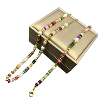 Ensemble de bijoux de mode de style bohème pour femmes collier et bracelets colorés en acier inoxydable fabriqués à partir de pierre naturelle