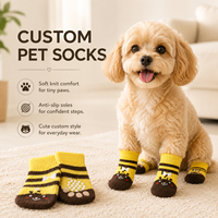 Chaussettes pour chiens et chats Mushafier, chaudes, imperméables, antidérapantes, en coton imprimé, double couche, semelle en caoutchouc, douces, respirantes, pour la marche en intérieur, soin des pattes
