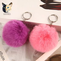 Porte-clés en fausse fourrure douce Pompon Boule de fourrure de lapin moelleuse Porte-clés pour femmes Charme de sac Pompons en peluche colorés Vente en gros en vrac