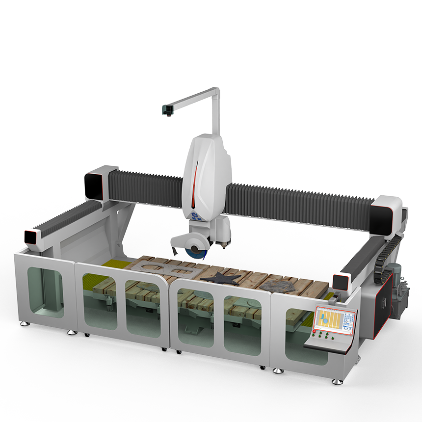 CNC Bridge Saw 5 Axis CNC Stone Cutting Milling Machine Marble Granite ...