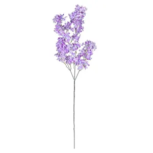 Simulación de flores artificiales, decoración de hotel, diseño de camino de boda, flores cruzadas de cereza, flores lilas