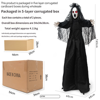 Nouveauté 2026 Halloween : Mariée vampire lumineuse en gaze noire, fantôme debout, avec contrôle sonore, pour maison hantée et pièce secrète