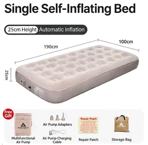 <span class=keywords><strong>Matelas</strong></span> pneumatique gonflable <span class=keywords><strong>avec</strong></span> pompe intégrée, surface floquée, lit <span class=keywords><strong>de</strong></span> camping portable pour usage intérieur et extérieur - Product Image 2